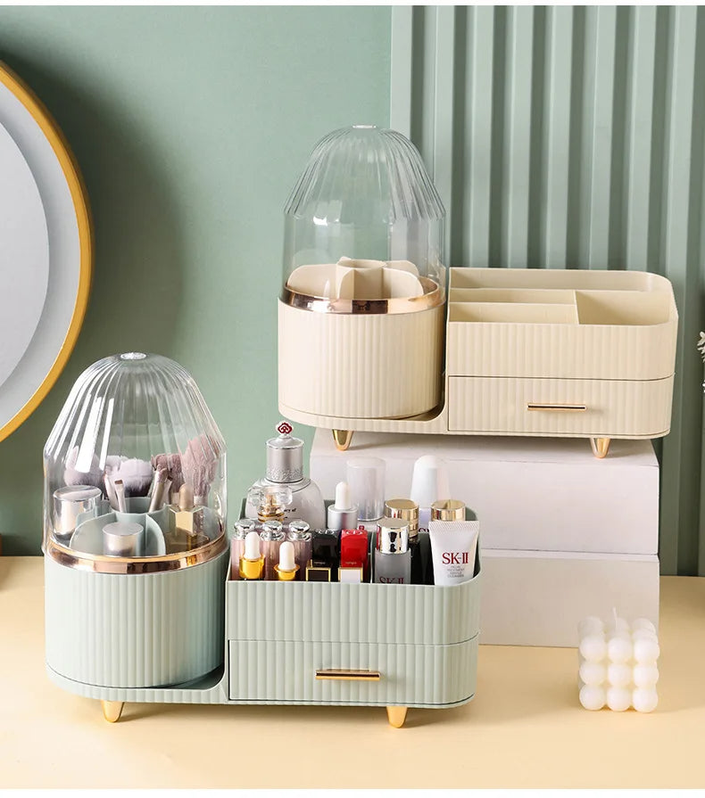 360° rotating brush with cosmetic organizer