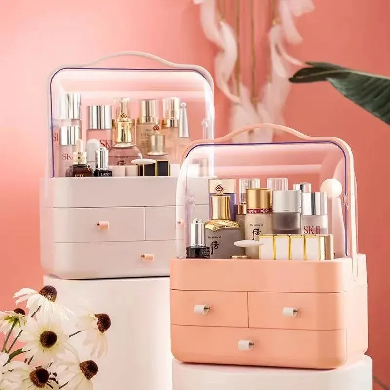 Acrylic double door cosmetic organizer