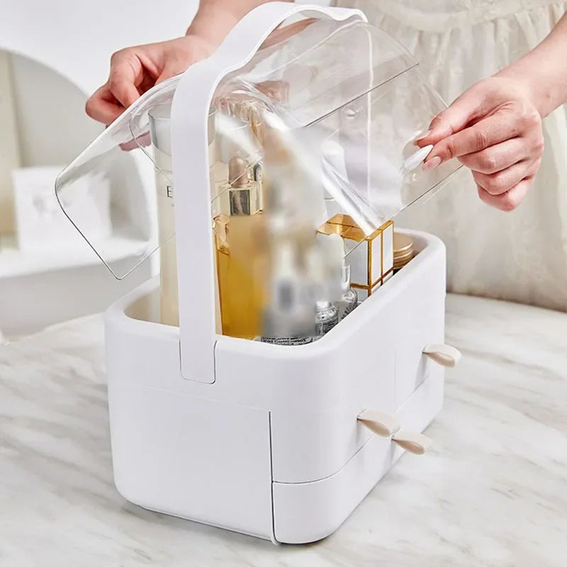 Acrylic double door cosmetic organizer