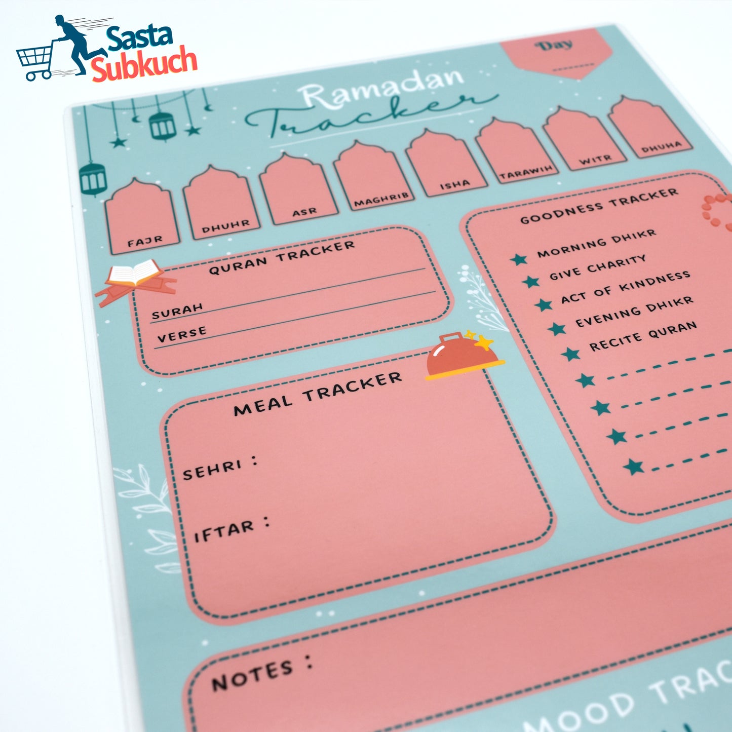 Ramadan tracker A4 size laminate with board marker