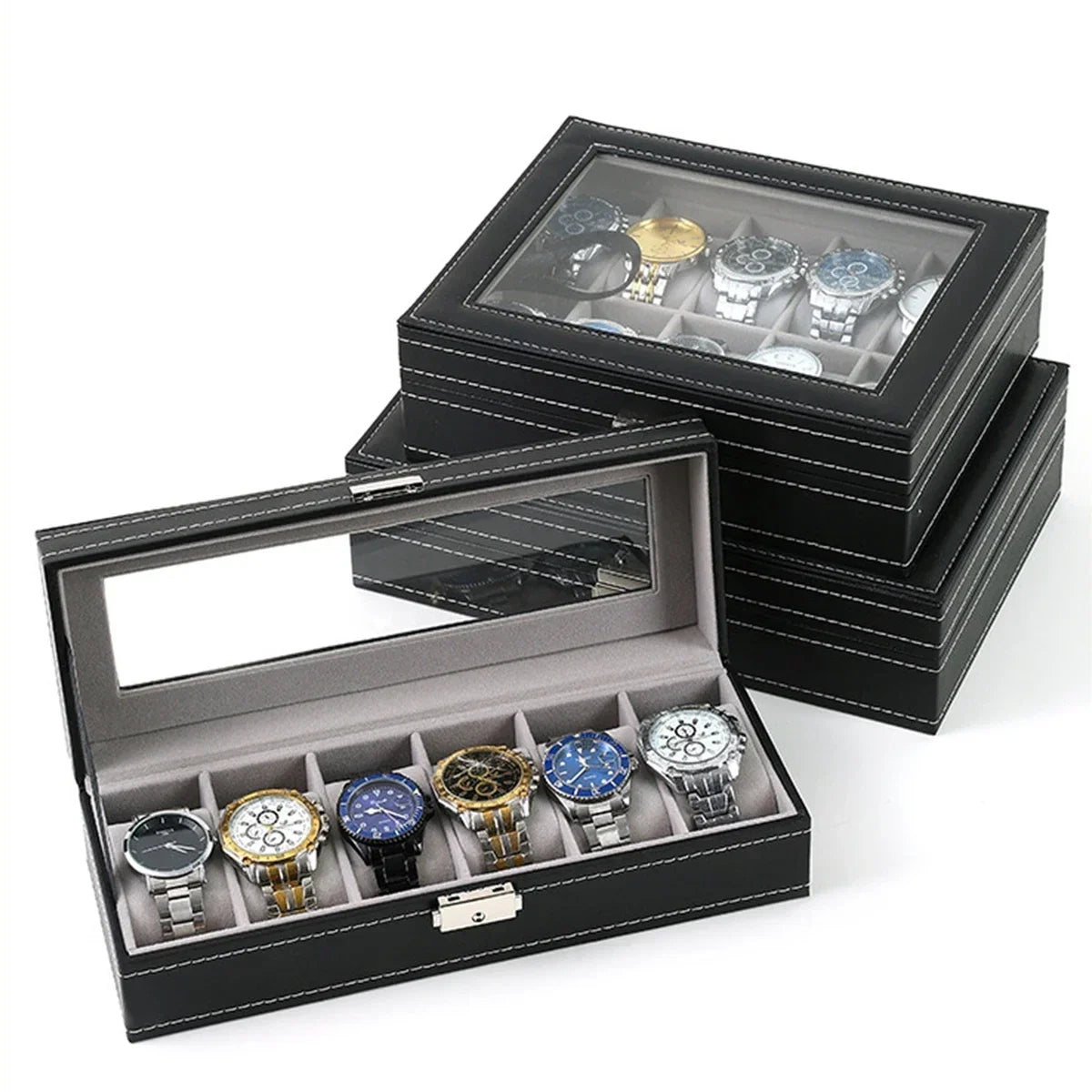 PU Leather Watch Organizer Box