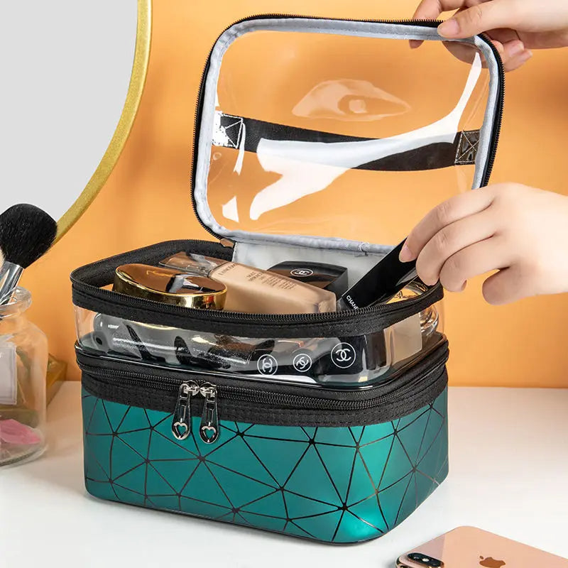 Double Layer Daimond Cosmetic Bag (Random Color)