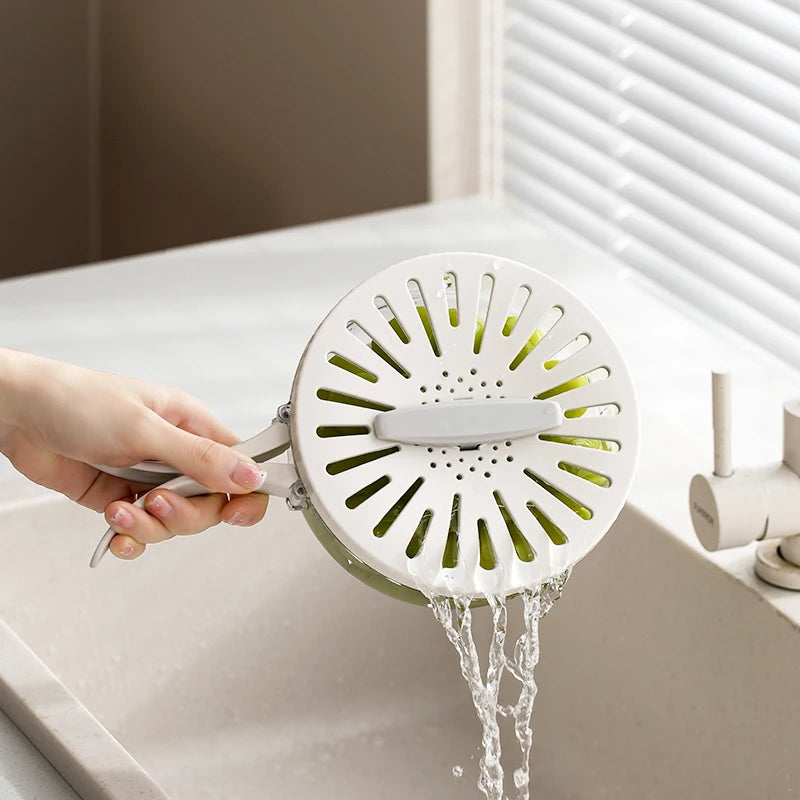Fruit and Vegetable Basket with Lid, 2 in 1 Drainer, Multifunctional Bowl