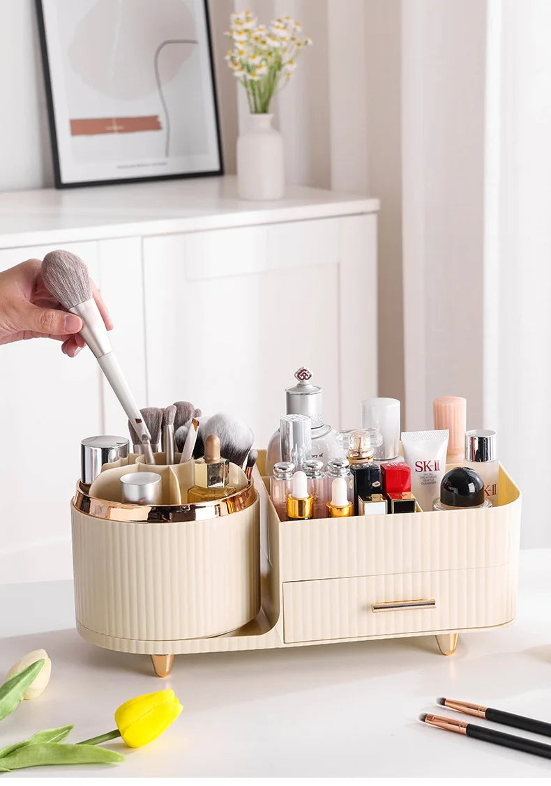 360° rotating brush with cosmetic organizer