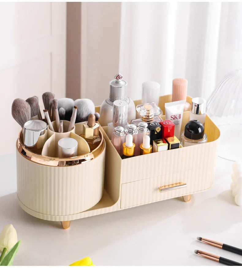 360° rotating brush with cosmetic organizer