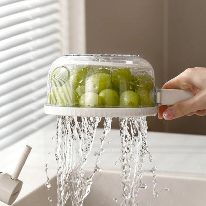 Fruit and Vegetable Basket with Lid, 2 in 1 Drainer, Multifunctional Bowl