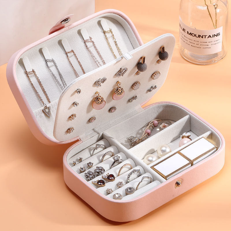 Portable Leather Jewellery Box Organizer (Random Color)