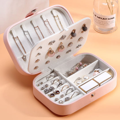 Portable Leather Jewellery Box Organizer (Random Color)