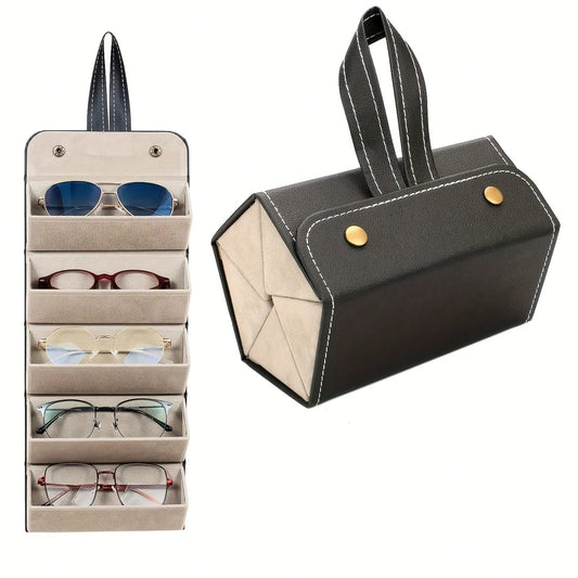 Leather sun glasses foldable organizer (Random Color)