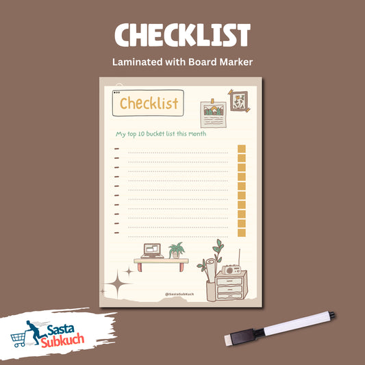 Checklist Planner A4 Size Laminate with Board Marker