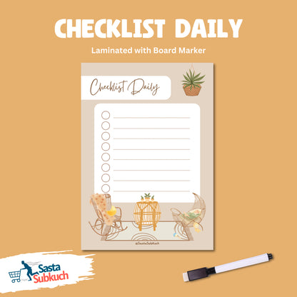 Checklist Daily Planner A4 Size Laminate with Board Marker