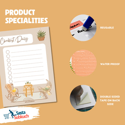Checklist Daily Planner A4 Size Laminate with Board Marker