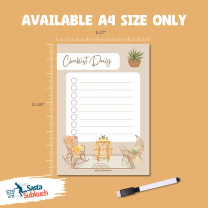 Checklist Daily Planner A4 Size Laminate with Board Marker