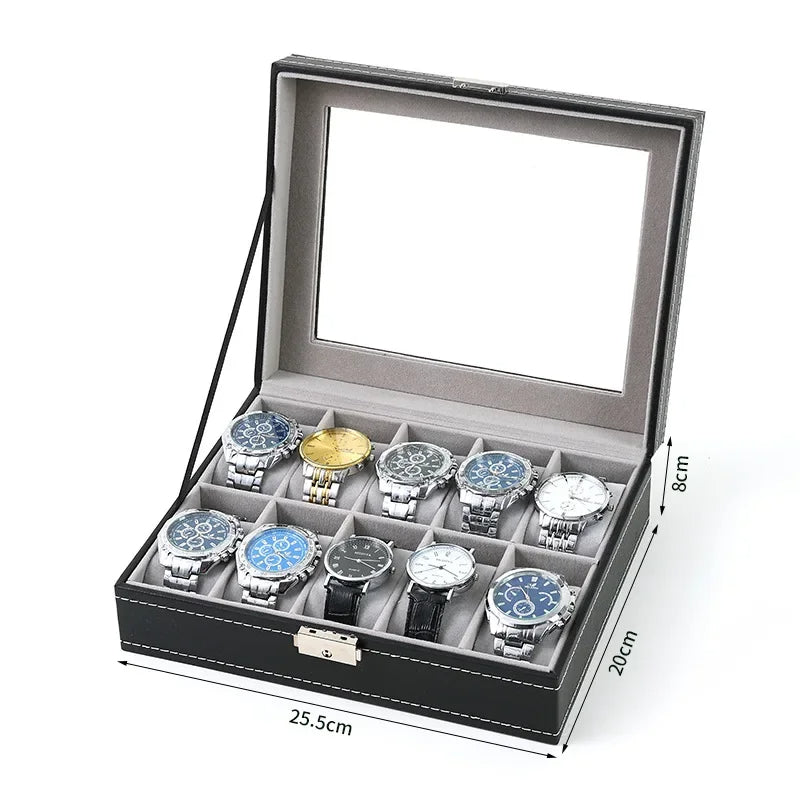 PU Leather Watch Organizer Box