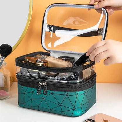 Double Layer Daimond Cosmetic Bag (Random Color)