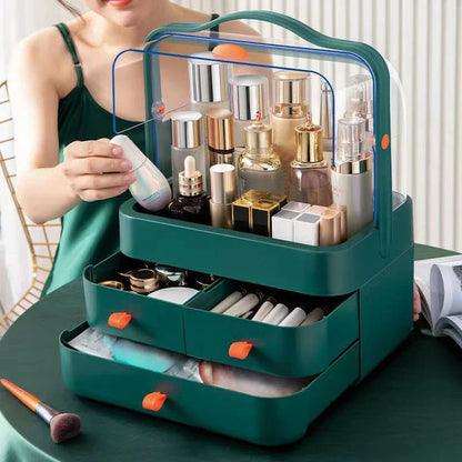 Acrylic double door cosmetic organizer