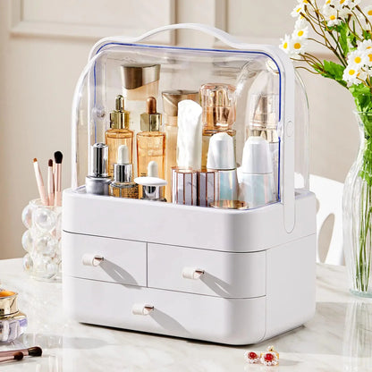 Acrylic double door cosmetic organizer