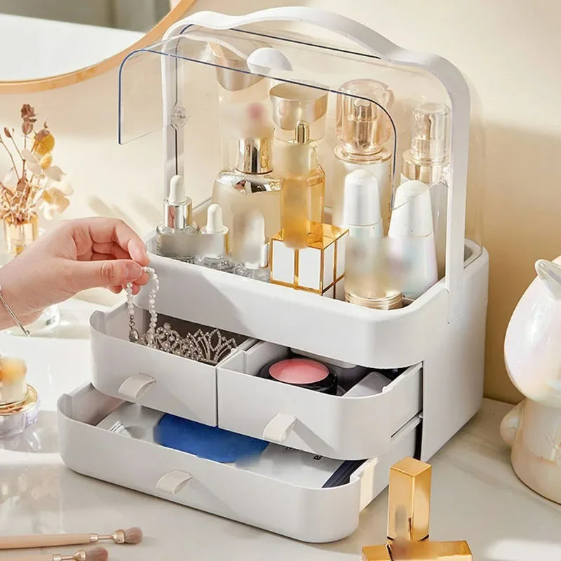Acrylic double door cosmetic organizer