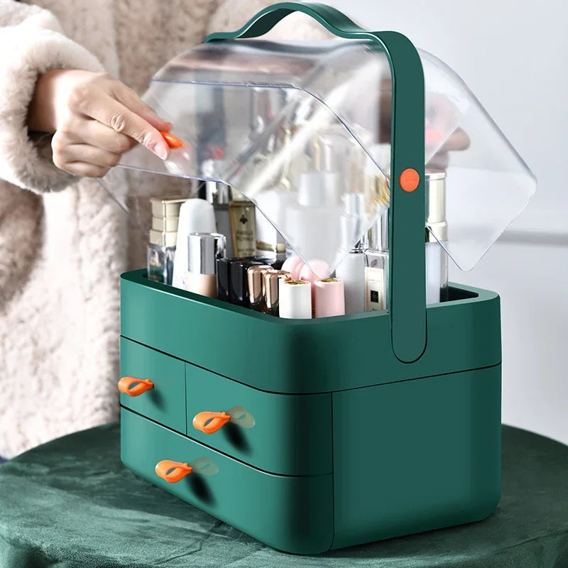 Acrylic double door cosmetic organizer