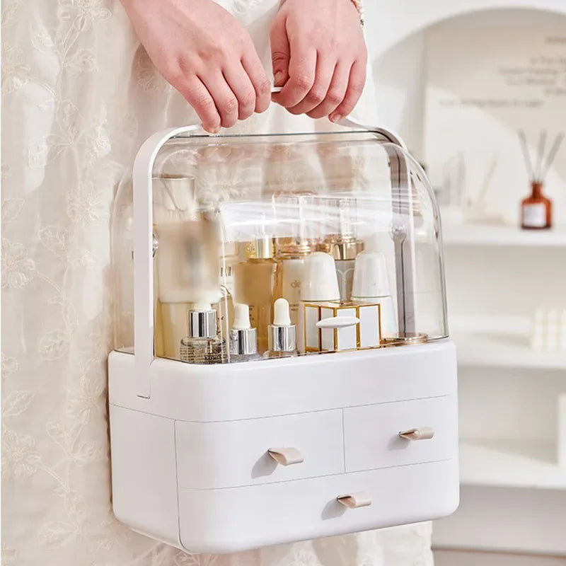 Acrylic double door cosmetic organizer