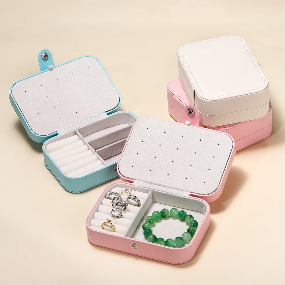 Portable Leather Jewellery Box Organizer (Random Color)