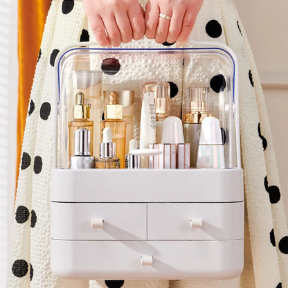 Acrylic double door cosmetic organizer