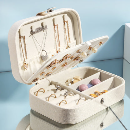 Portable Leather Jewellery Box Organizer (Random Color)