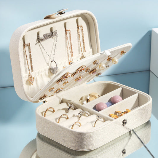 Portable Leather Jewellery Box Organizer (Random Color)