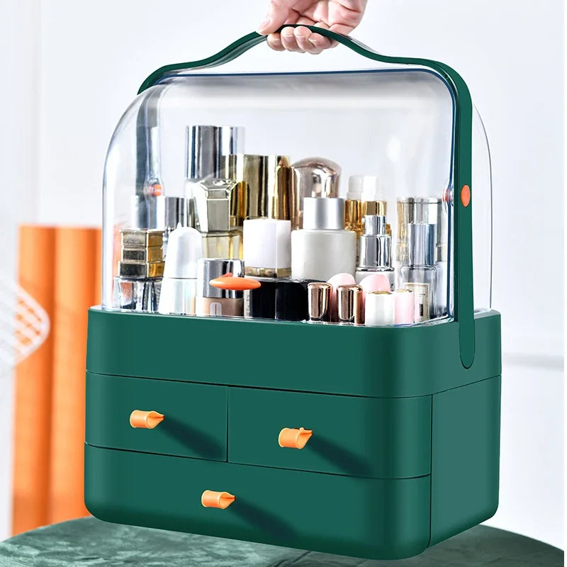 Acrylic double door cosmetic organizer
