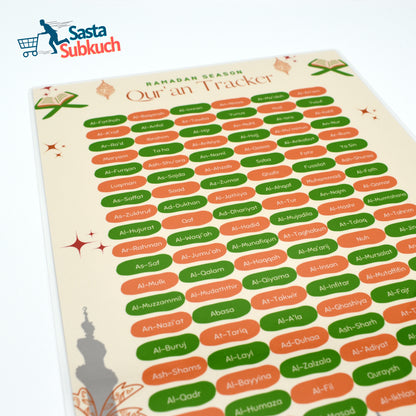 Quran tracker A4 size laminate with board marker