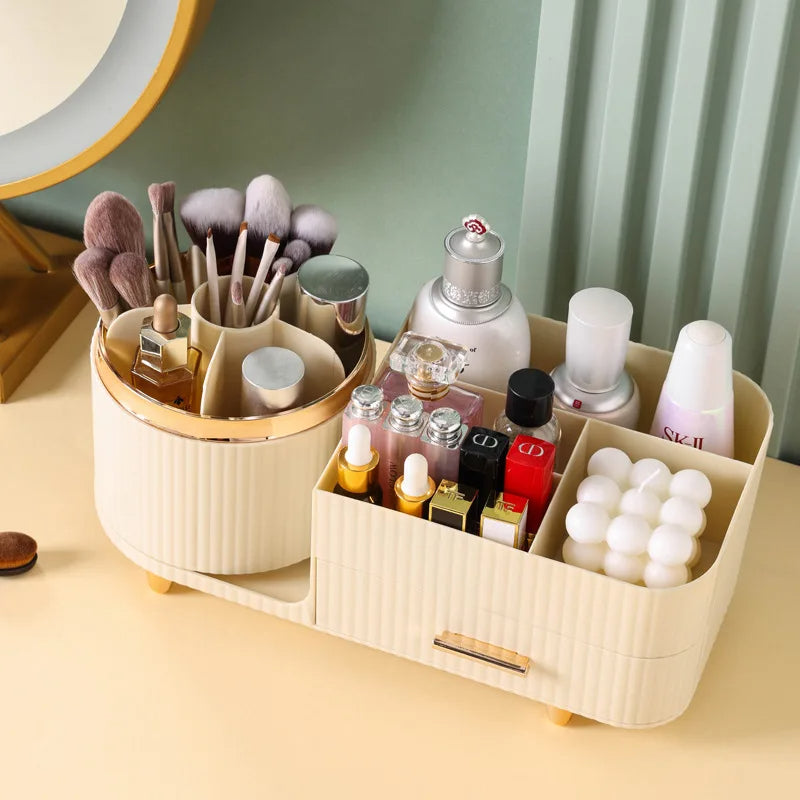 360° rotating brush with cosmetic organizer