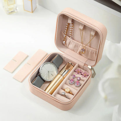 Portable Mini Leather Jewellery Organizer (Random Color)