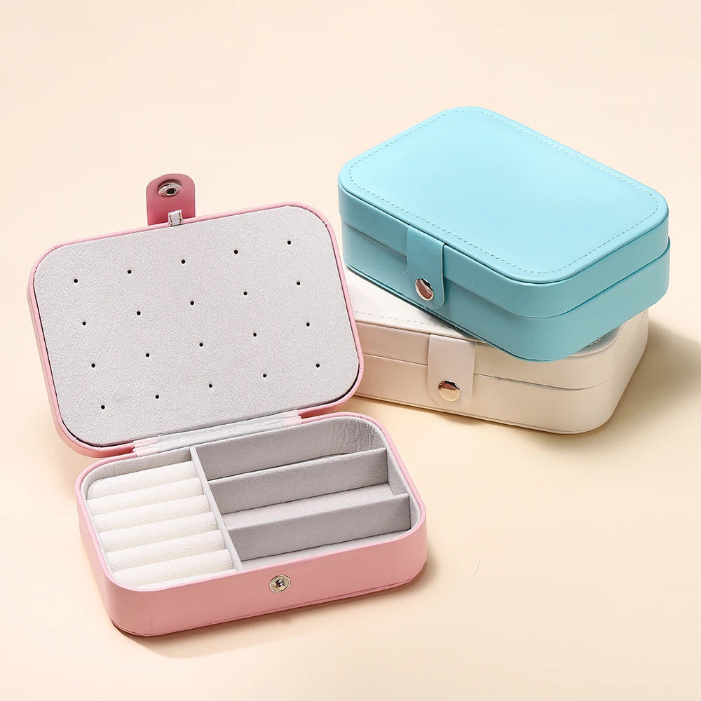 Portable Leather Jewellery Box Organizer (Random Color)